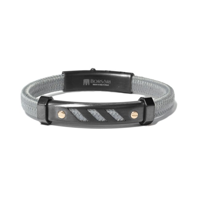 BORSARI Audace Nautico Grey Polyester Stainless Steel Bracelet