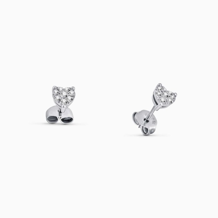 DIAMOND JOOLS Σκουλαρίκια Ροζέτες Καρδιά σε Χρυσό 18Κ με Διαμάντια