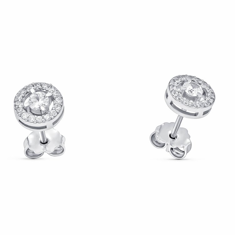 DIAMOND JOOLS Σκουλαρίκια Ροζέτες σε Χρυσό 18Κ με Διαμάντια