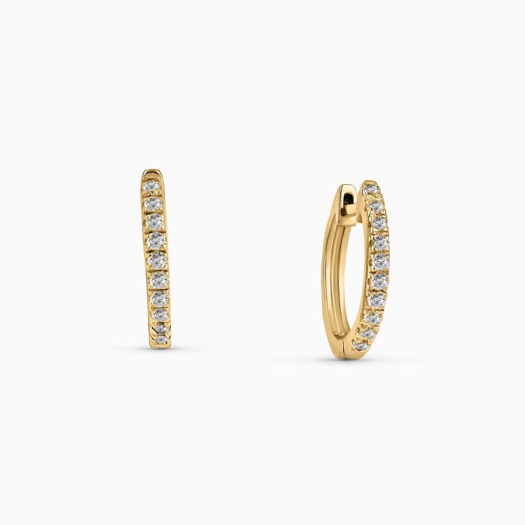 DIAMOND JOOLS Σκουλαρίκια Κρίκοι σε Κίτρινο Χρυσό 18Κ με Διαμάντια