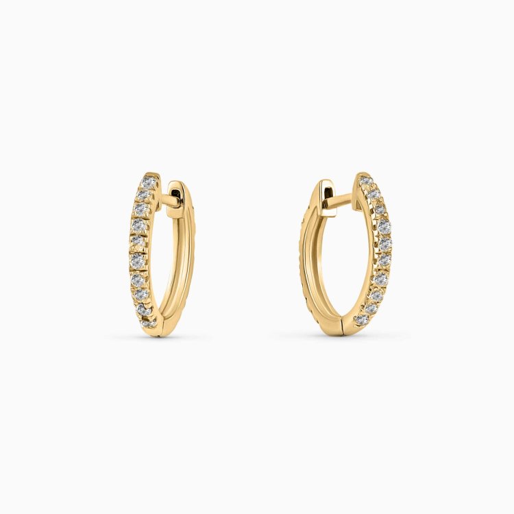 DIAMOND JOOLS Σκουλαρίκια Κρίκοι σε Κίτρινο Χρυσό 18Κ με Διαμάντια