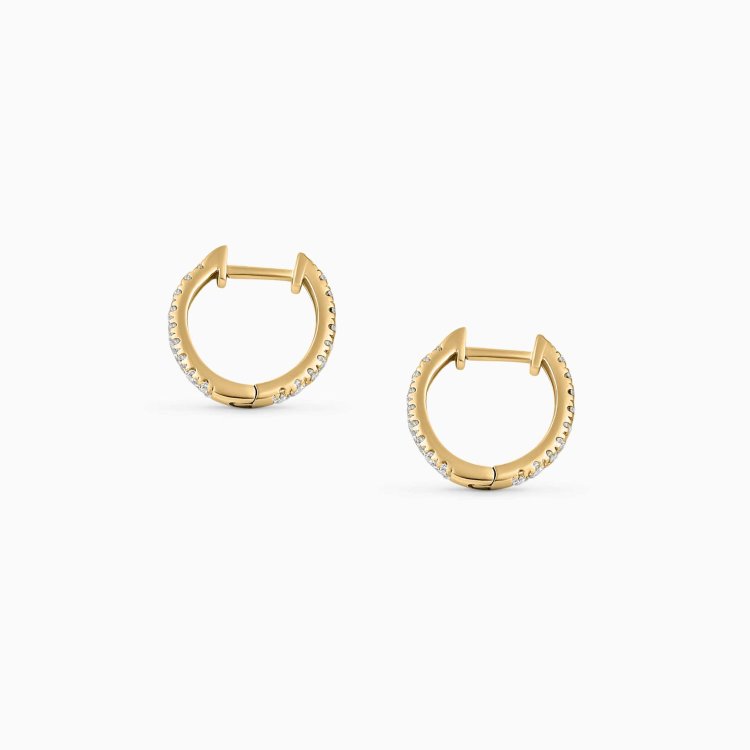 DIAMOND JOOLS Σκουλαρίκια Κρίκοι σε Κίτρινο Χρυσό 18Κ με Διαμάντια