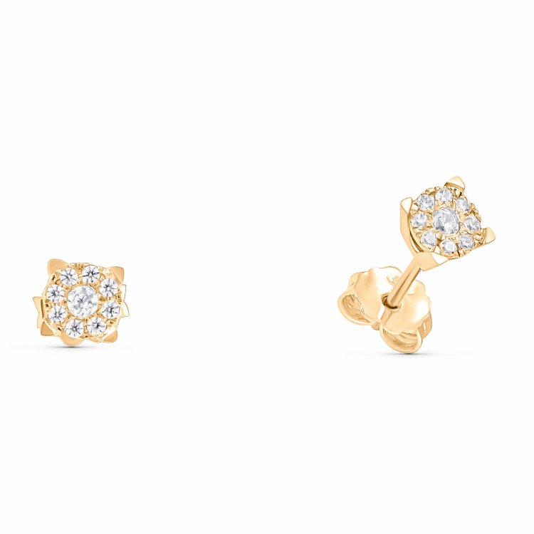 DIAMOND JOOLS Σκουλαρίκια Mονόπετρα σε Κίτρινο Χρυσό 18Κ με Διαμάντια
