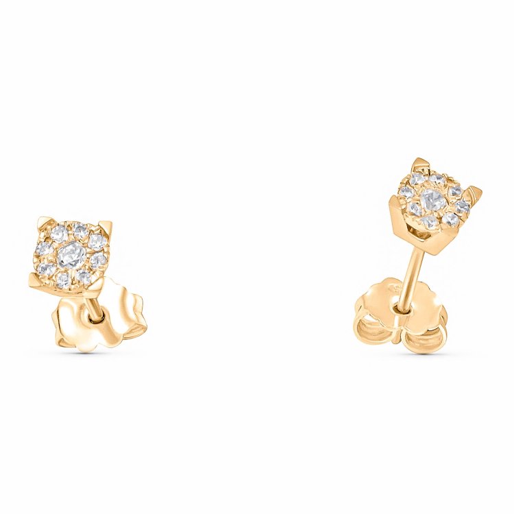 DIAMOND JOOLS Σκουλαρίκια Mονόπετρα σε Κίτρινο Χρυσό 18Κ με Διαμάντια
