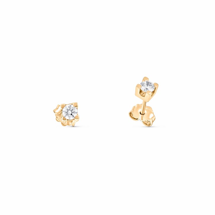 DIAMOND JOOLS Σκουλαρίκια Mονόπετρα σε Kίτρινο Χρυσό 18Κ με Διαμάντι