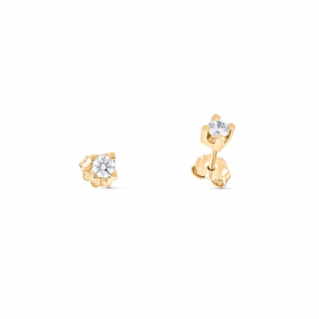 DIAMOND JOOLS Σκουλαρίκια Mονόπετρα σε Kίτρινο Χρυσό 18Κ με Διαμάντι
