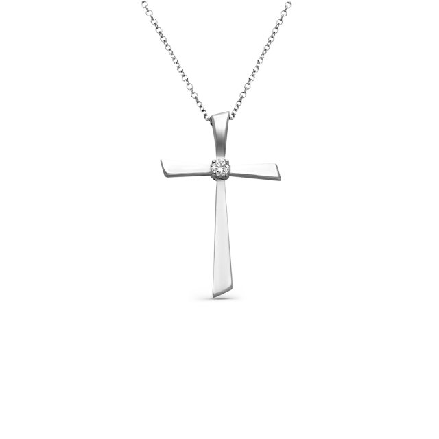 DIAMOND JOOLS Κολιέ σε Λευκό Χρυσό 18Κ με Διαμάντι