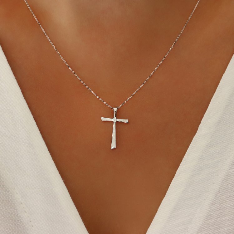 DIAMOND JOOLS Κολιέ σε Λευκό Χρυσό 18Κ με Διαμάντι