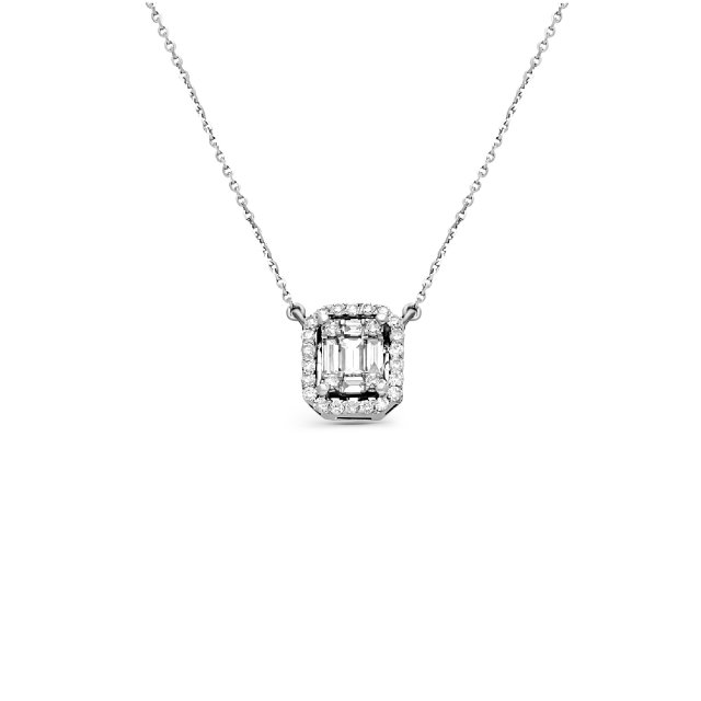 DIAMOND JOOLS Kολιέ Ροζέτα σε Λευκό Χρυσό 18Κ με Διαμάντια