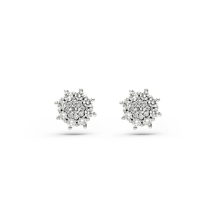 DIAMOND JOOLS Σκουλαρίκια Ροζέτες σε Λευκό Χρυσό 18Κ με Διαμάντια