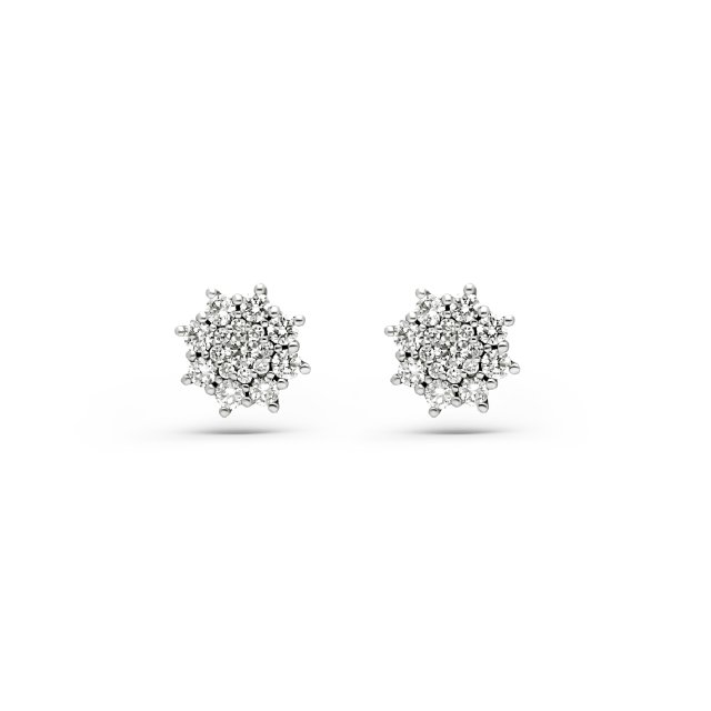 DIAMOND JOOLS Σκουλαρίκια Ροζέτες σε Λευκό Χρυσό 18Κ με Διαμάντια