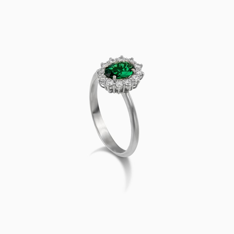 DIAMOND JOOLS Δαχτυλίδι Ροζέτα σε Χρυσό 18Κ με Σμαράγδι & Διαμάντια