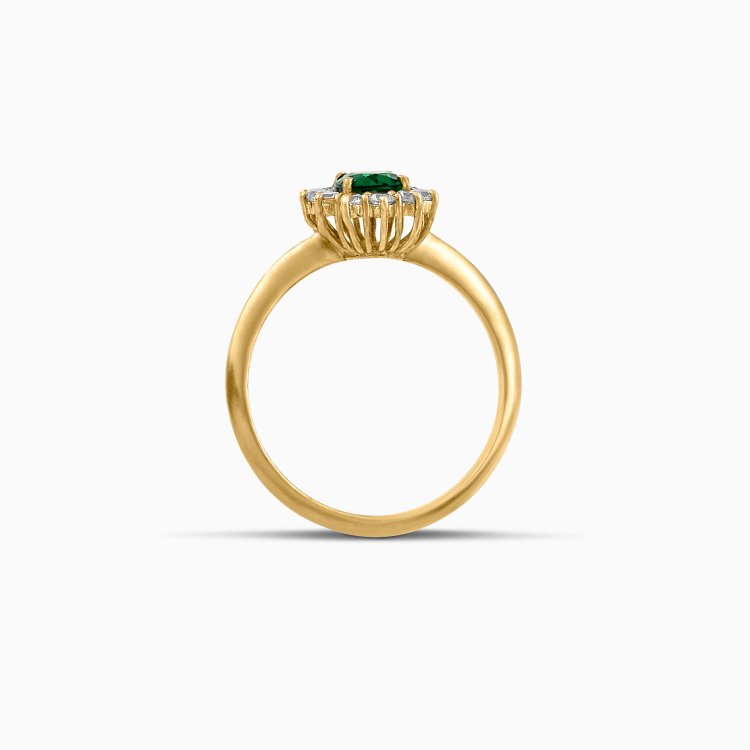 DIAMOND JOOLS Δαχτυλίδι Ροζέτα σε Χρυσό 18Κ με Σμαράγδι & Διαμάντια