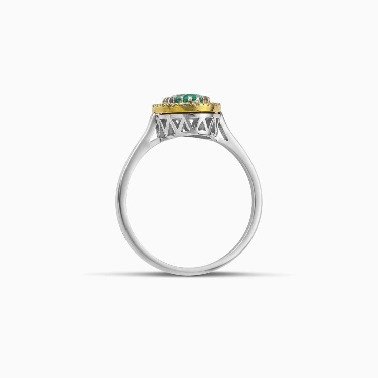 DIAMOND JOOLS Δαχτυλίδι Ροζέτα σε Χρυσό 18Κ με Σμαράγδι & Διαμάντια