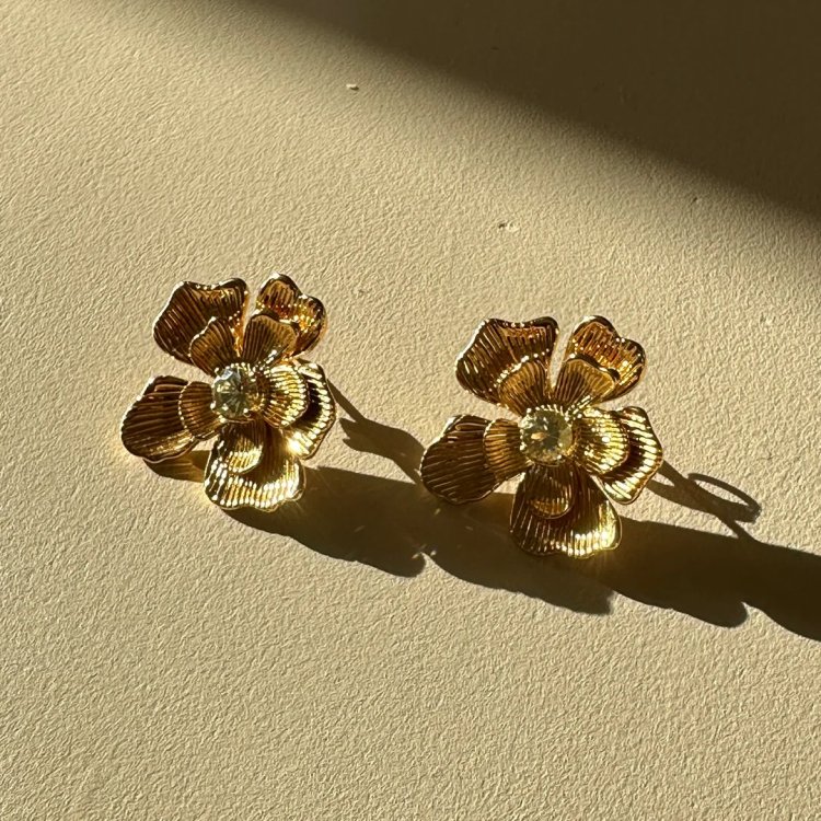 24KAE Flowershaped Statement Earrings