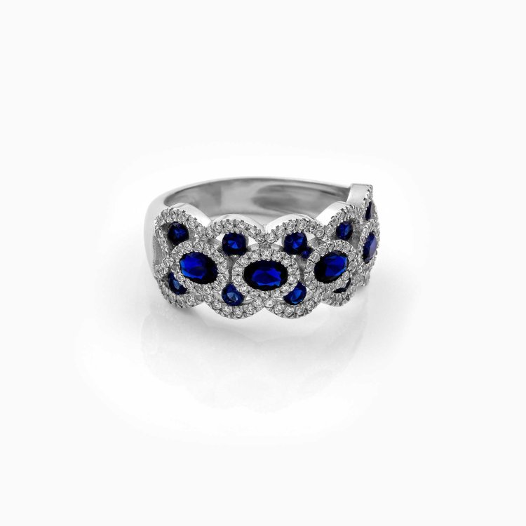 DIAMOND JOOLS Δαχτυλίδι σε Χρυσό 18Κ με Ζαφείρια & Διαμάντια