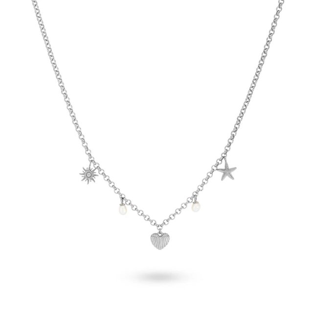 24KAE Necklace with Pendants and Pearls