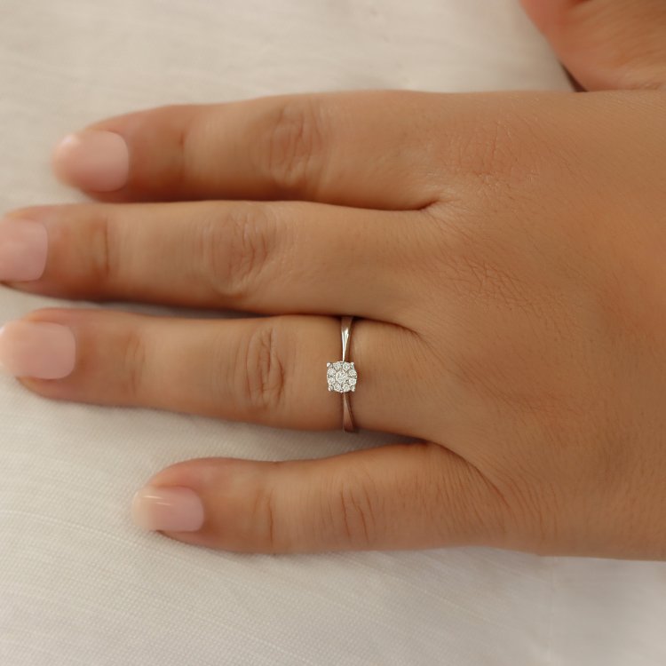 DIAMOND JOOLS Μονόπετρο Δαχτυλίδι σε Λευκό Χρυσό 18Κ με Διαμάντια