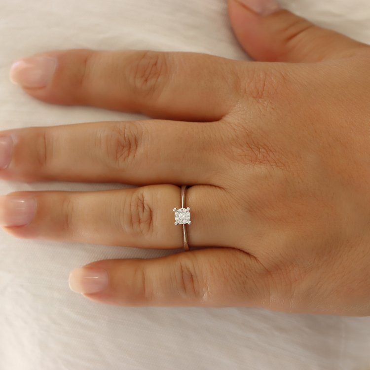 DIAMOND JOOLS Μονόπετρο Δαχτυλίδι σε Λευκό Χρυσό 18Κ με Διαμάντια