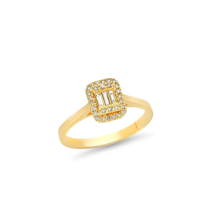 DIAMOND JOOLS Δαχτυλίδι Ροζέτα σε Κίτρινο Χρυσό 18Κ με Διαμάντια