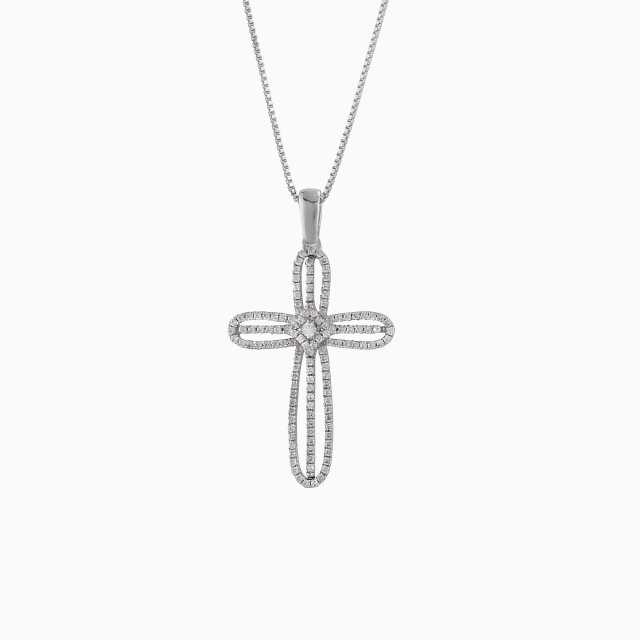 DIAMOND JOOLS Σταυρός σε Λευκό Χρυσό 18Κ με Διαμάντια