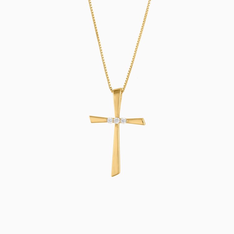 DIAMOND JOOLS Σταυρός σε Κίτρινο Χρυσό 18Κ με Διαμάντια