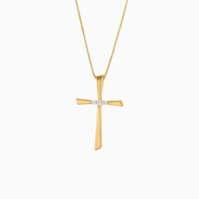 DIAMOND JOOLS Σταυρός σε Κίτρινο Χρυσό 18Κ με Διαμάντια