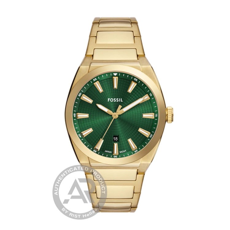 FOSSIL Everett Three Hand Date Gold Stainless Steel Bracelet