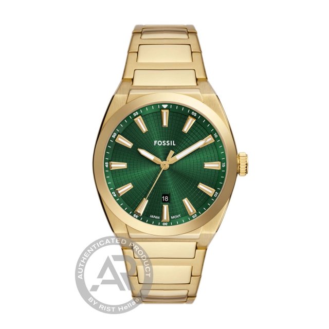 FOSSIL Everett Three Hand Date Gold Stainless Steel Bracelet