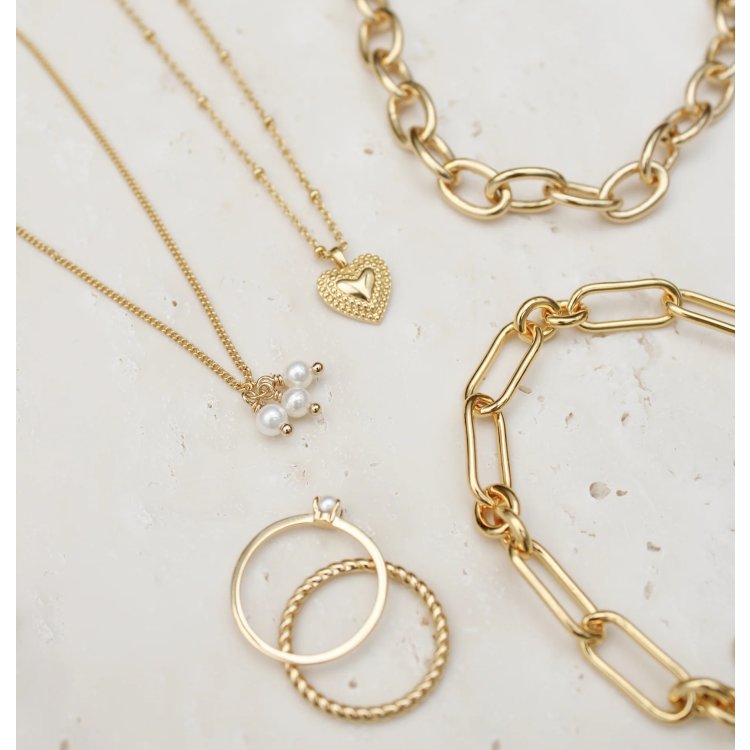 24KAE Necklace with Vintage Look Heart