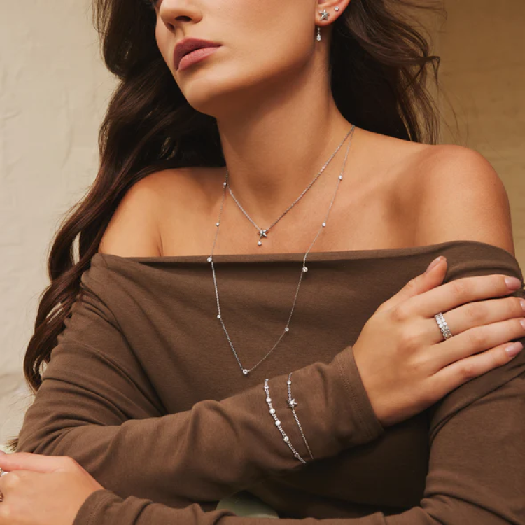 ANIA HAIE Silver Sparkling Star Drop Stud Earrings