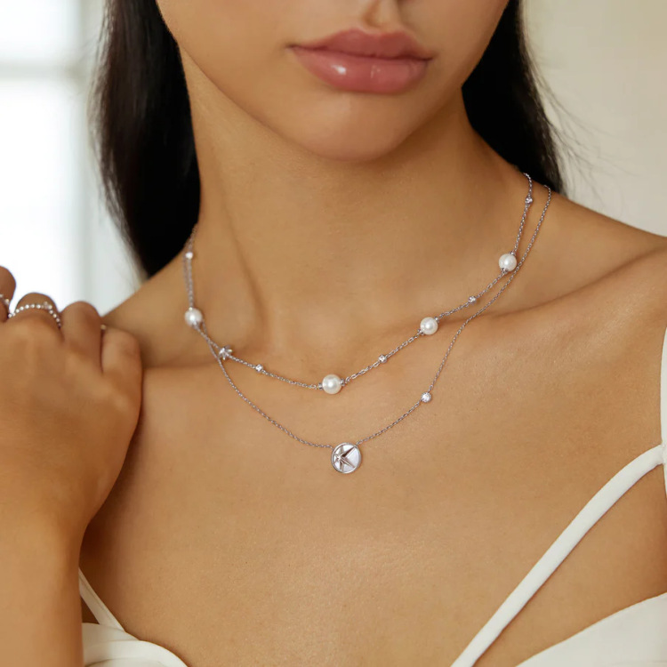 ANIA HAIE Silver Starry Mother of Pearl Necklace