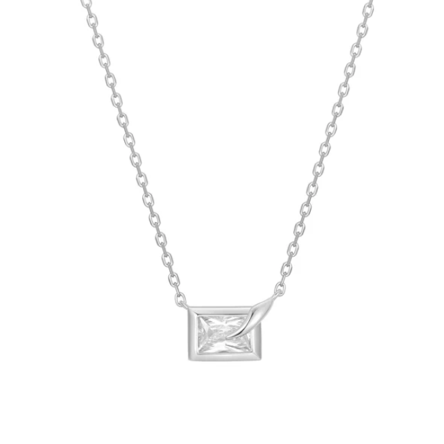 ANIA HAIE Silver Sparkling Bezel-Set Cube Necklace