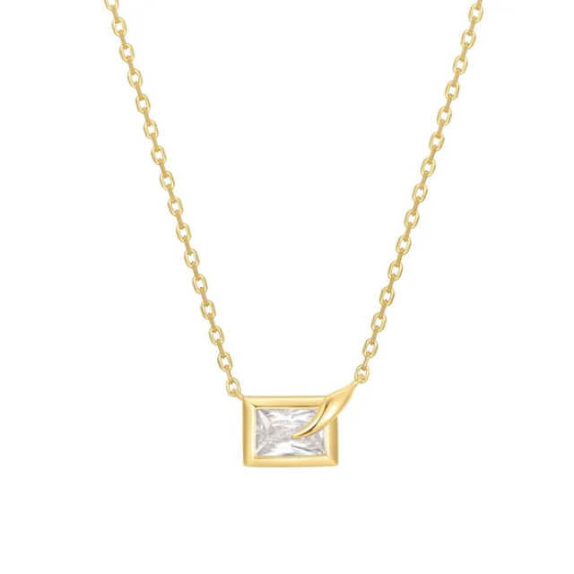 ANIA HAIE Gold Sparkling Bezel-Set Cube Necklace