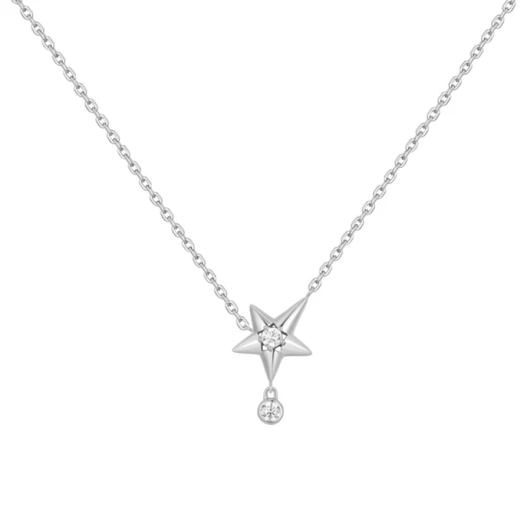 ANIA HAIE Silver Sparkling Star Drop Necklace