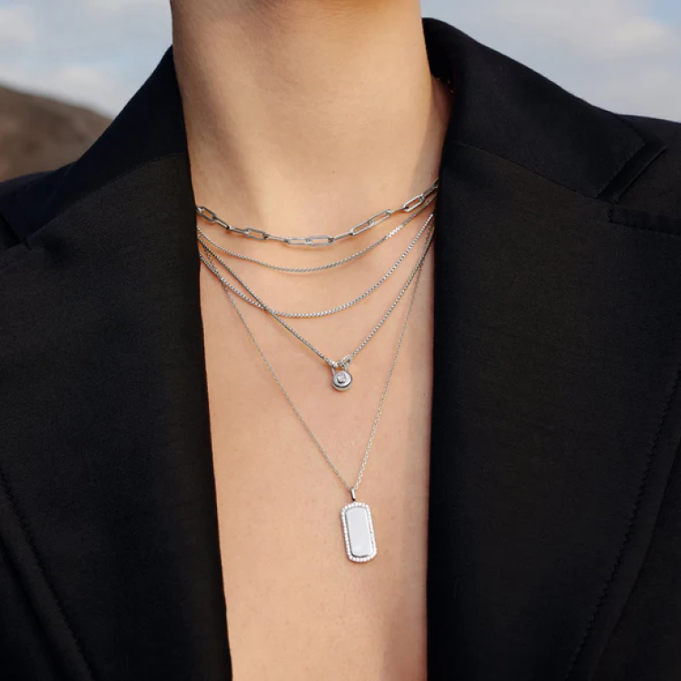 ANIA HAIE Silver Linked Locket Dangle Necklace