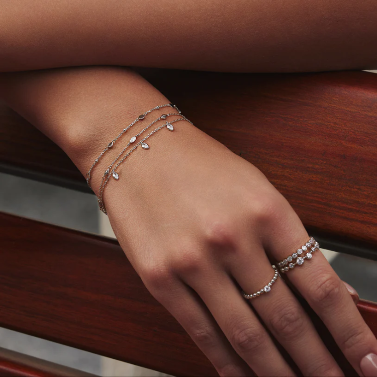 ANIA HAIE Silver Sparkling Triple Station Bracelet