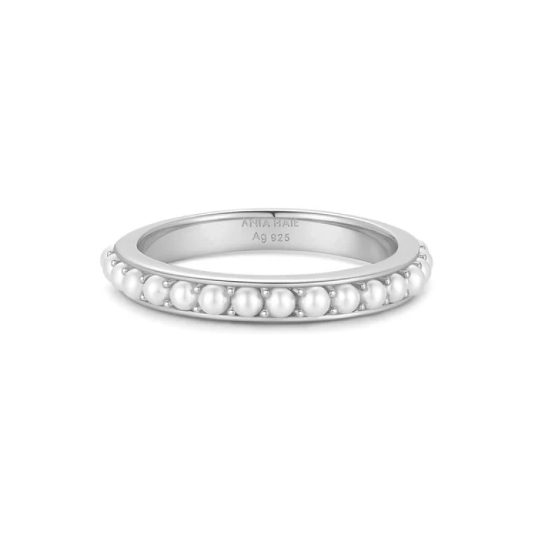 ANIA HAIE Silver Shell Pearl Beaded Ring