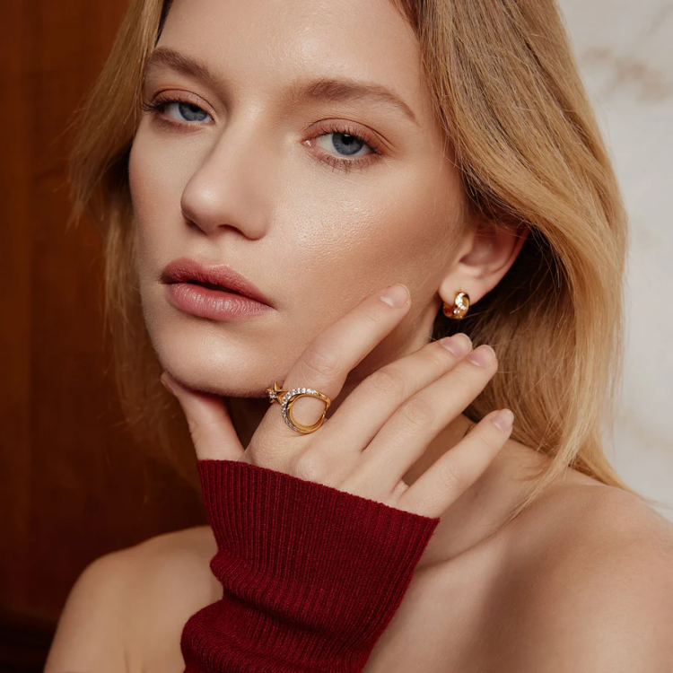 ANIA HAIE Gold Sparkling Sculptural Crossover Adjustable Ring