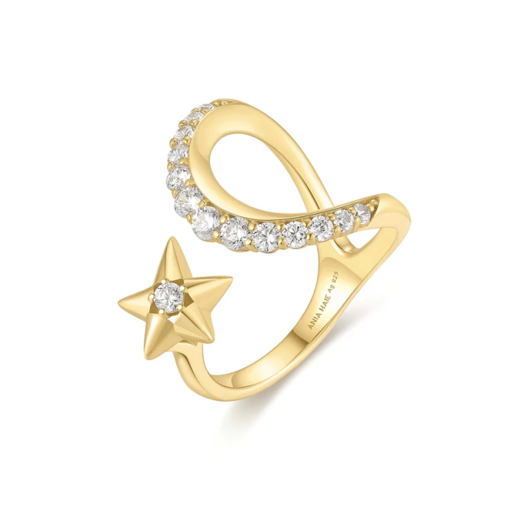 ANIA HAIE Gold Sparkling Sculptural Crossover Adjustable Ring