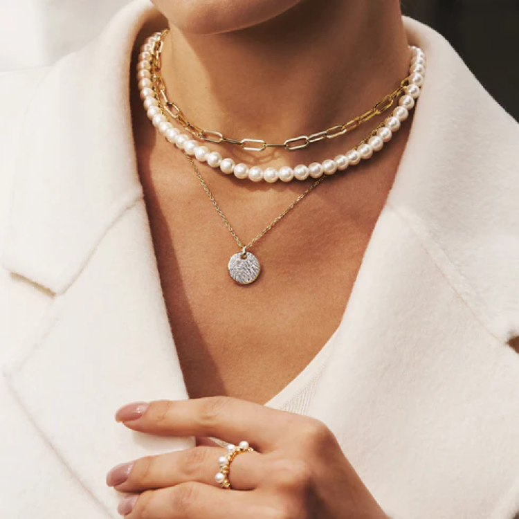 ANIA HAIE Gold Sparkling Braided Shell Pearl Ring