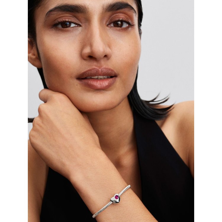 PANDORA ΜΟΜΕΝΤS Σύμβολο σε Σχήμα Καρδιάς με Κόκκινη Πέτρα και Δυνατότητα Χάραξης