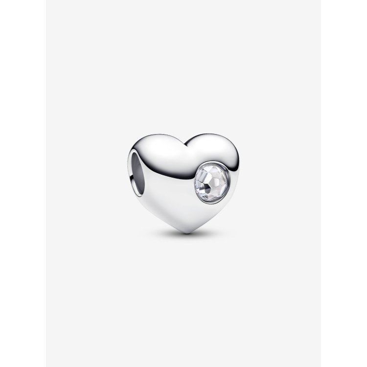 PANDORA MOMENTS Σύμβολο σε Σχήμα Καρδιάς με Διαφανή Πέτρα και Δυνατότητα Χάραξης