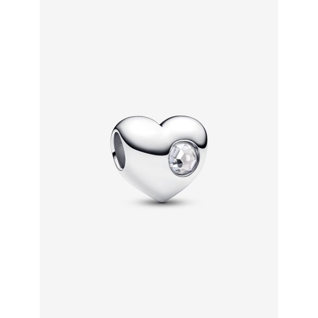 PANDORA MOMENTS Σύμβολο σε Σχήμα Καρδιάς με Διαφανή Πέτρα και Δυνατότητα Χάραξης