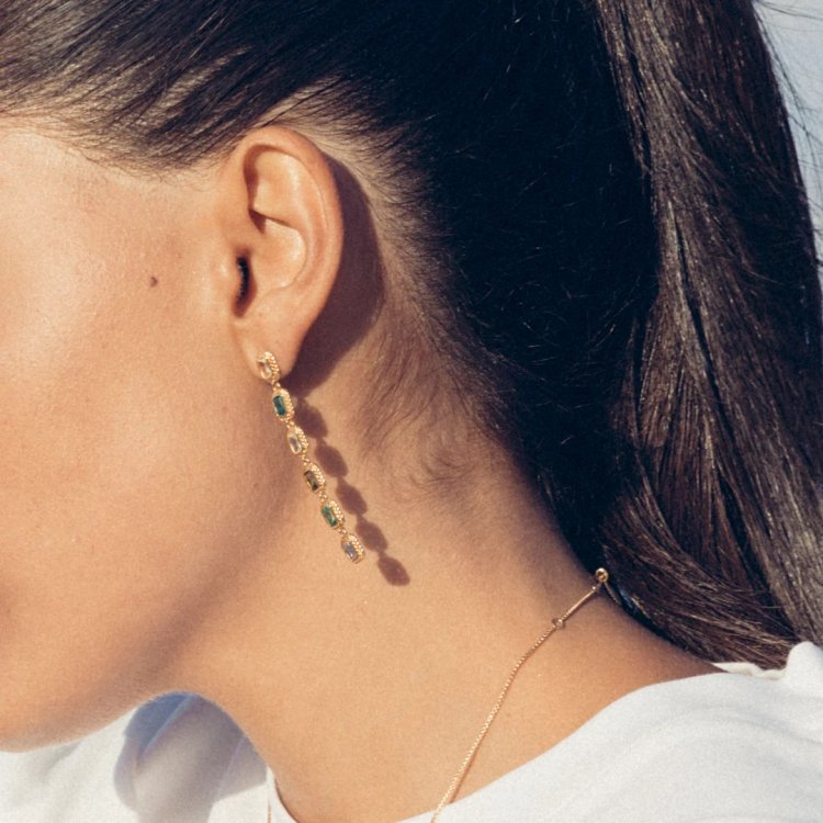 24KAE Earring with Colored Stones