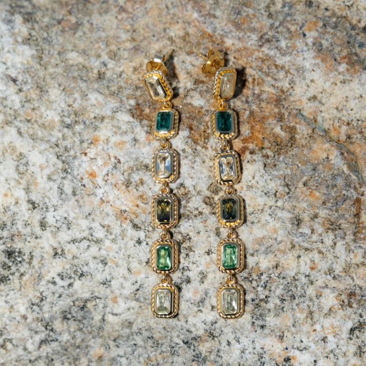 24KAE Earring with Colored Stones