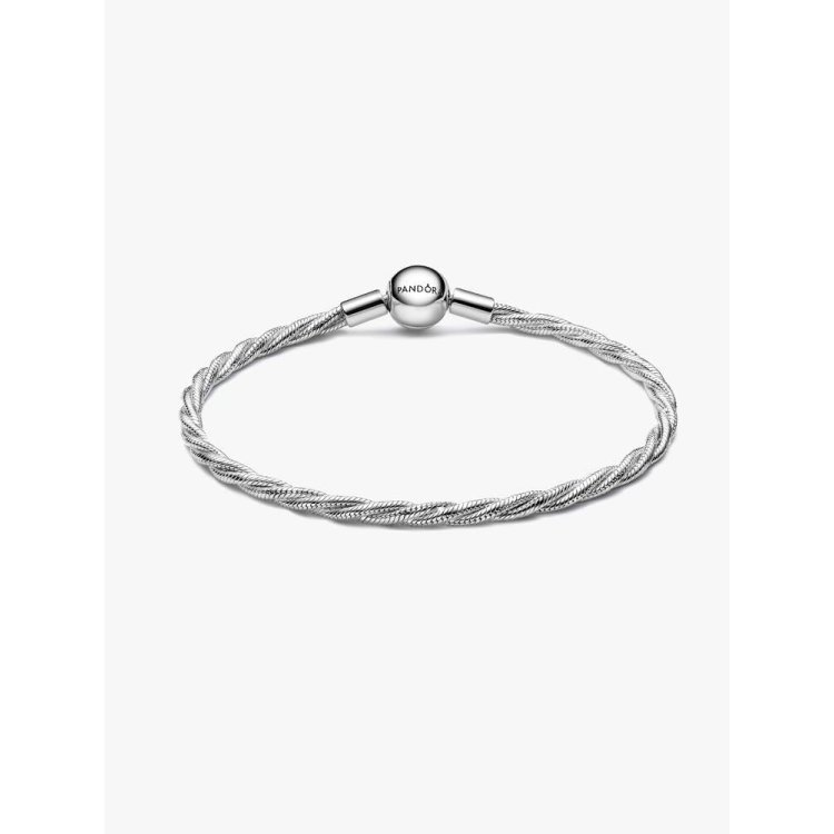 PANDORA MOMENTS Στριφτή Αλυσίδα-Φίδι με Στρογγυλό Κούμπωμα Pandora