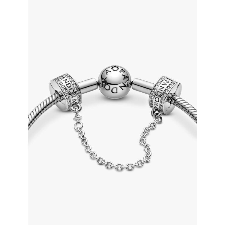 PANDORA ΜΟΜΕΝΤS Αλυσίδα Ασφαλείας με Σύμβολο-Κλιπ και Λογότυπο