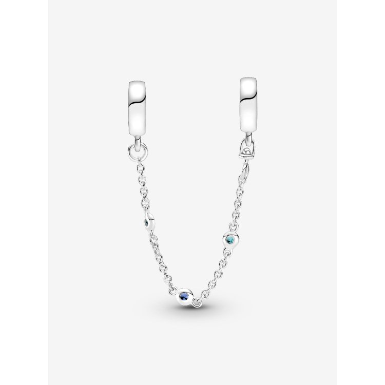 PANDORA ΜΟΜΕΝΤS Αλυσίδα Ασφαλείας με Τρεις Μπλε Πέτρες
