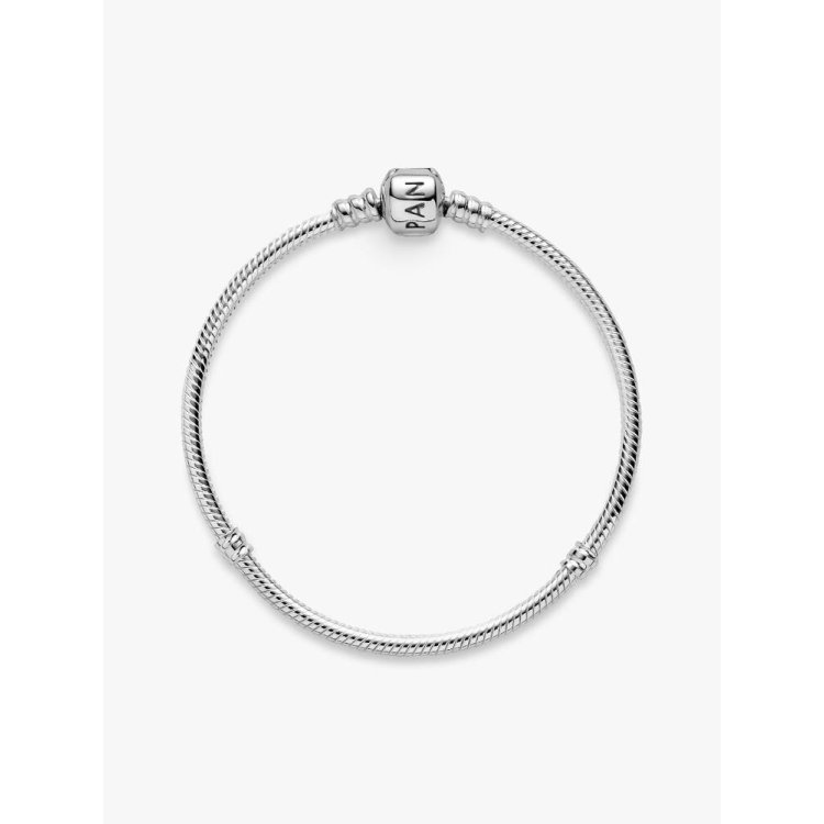 PANDORA MOMENTS Βραχιόλι με Αλυσίδα-Φίδι και Κυλινδρικό Κούμπωμα